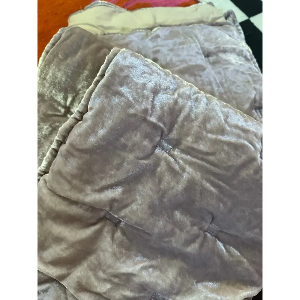2 West Elm velvet Pillow euro Stitch Cotton blush pink tufted set 26x26”